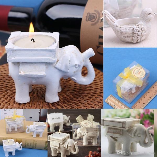 20pcs Resin Elephant Candle Holder on Selling Ivory Lucky Elephants Tea Light Candle-Holder Wedding Party Favor Home Decoration Gifts Durabl