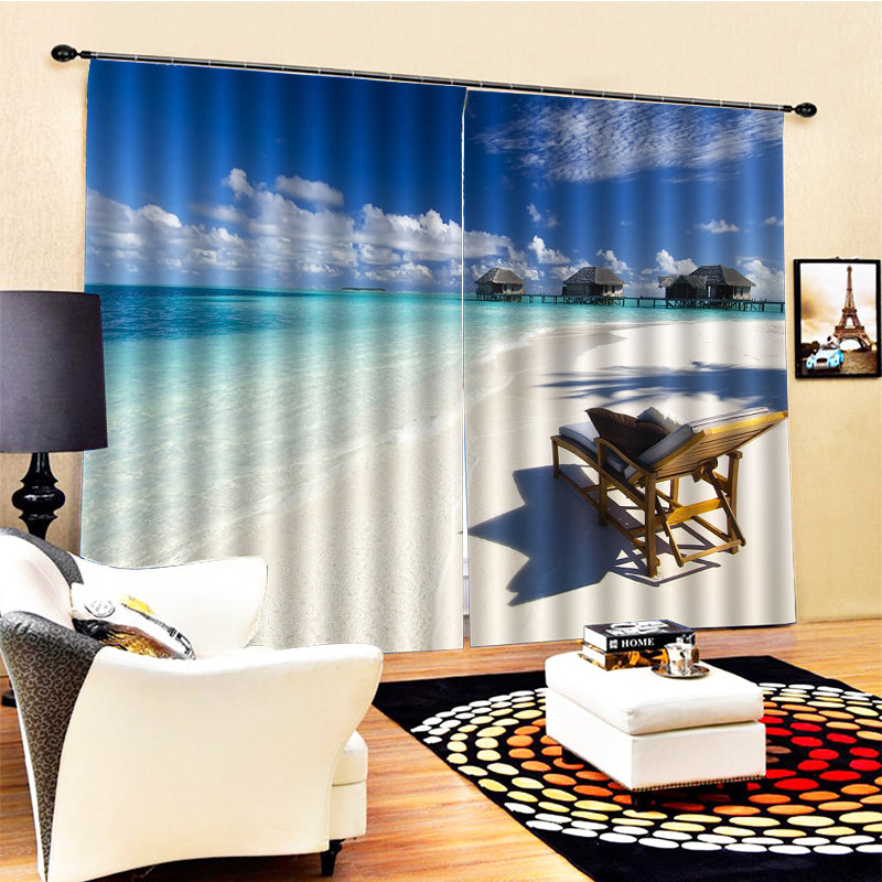 Fashion Customized Photo 3D Curtain for Living Room Window blue landscape curtains