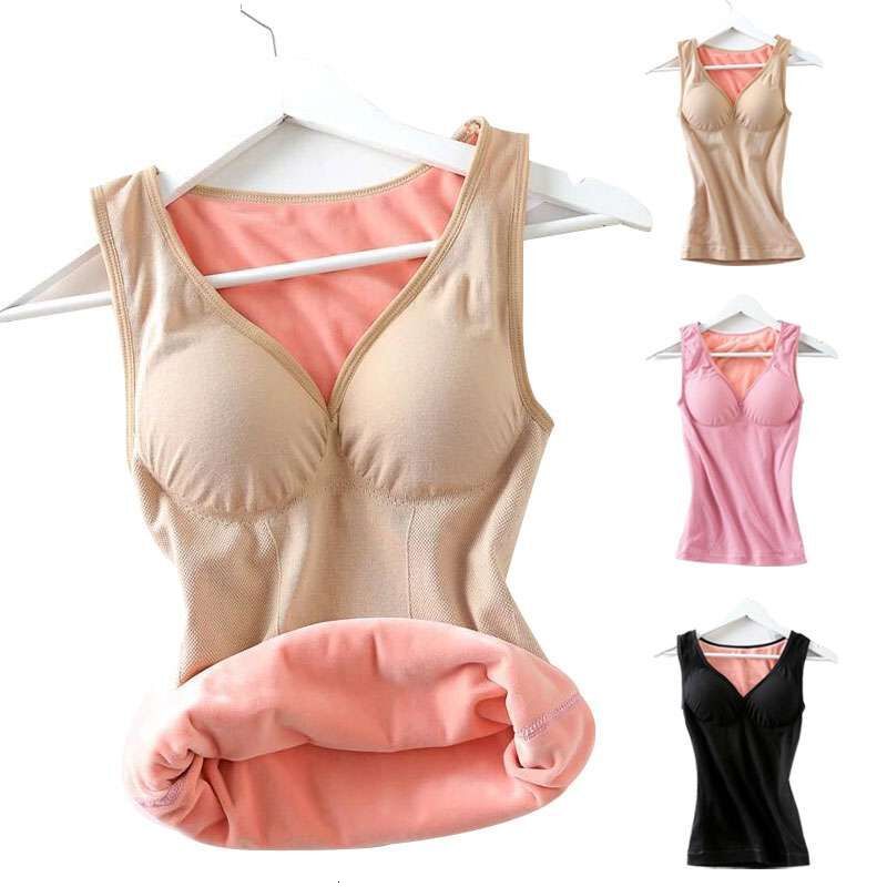 Women&#039;s Tanks & Camis Flannel Bra Vest thermal Plush underwear V-Neck thick warm Elastic Shirt Winter Lingerie Clothing U460