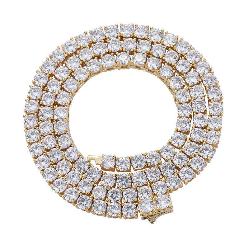 3-4-5mm 16&quot;-20&quot; Hip Hop Bling Iced Out Spring Clasp Tennis Chain Chokers Necklaces Women Men 1 Row CZ Stone Link Jewelry Chains