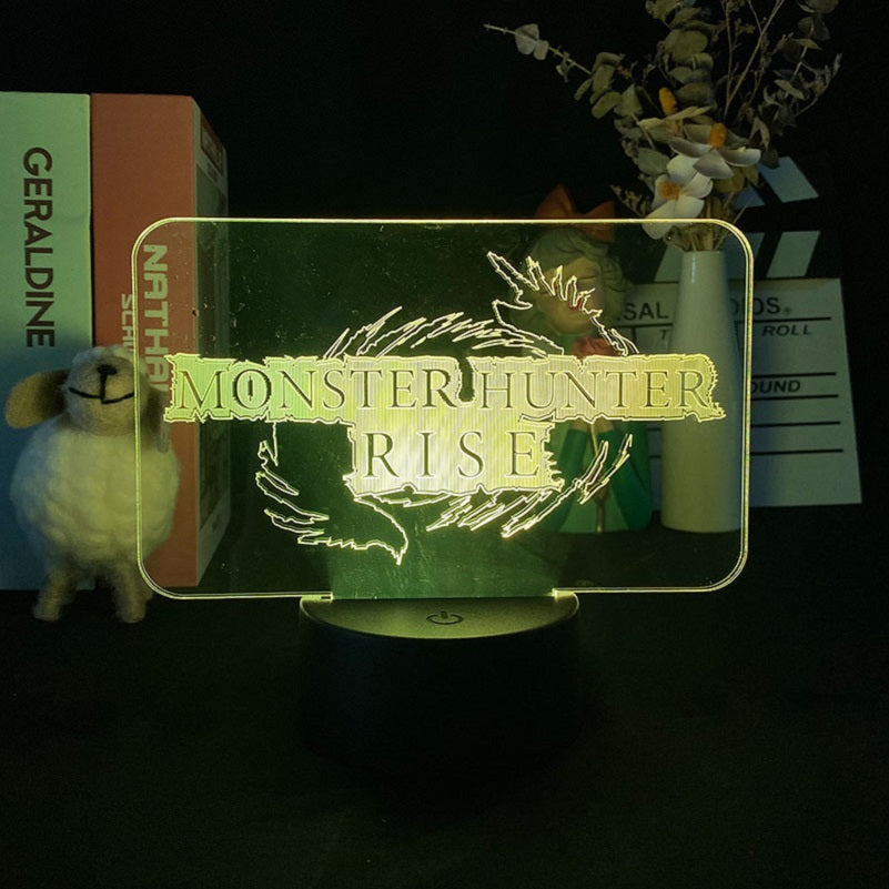 Decorative 3D Picture Lamp LED Night Light Acrylic Illusion Monster Hunter Rise Nightlight Kids Fans Gift Gaming Room Dropshipping