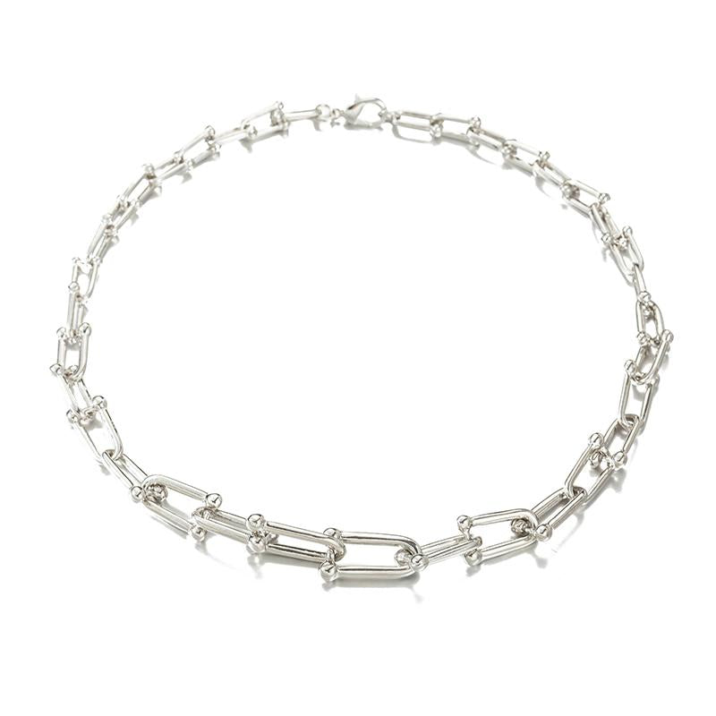 Hoop & Huggie Gold Silver Color Graduated Link Choker Necklace For Women Girls Hip Hop Fashion Jewelry