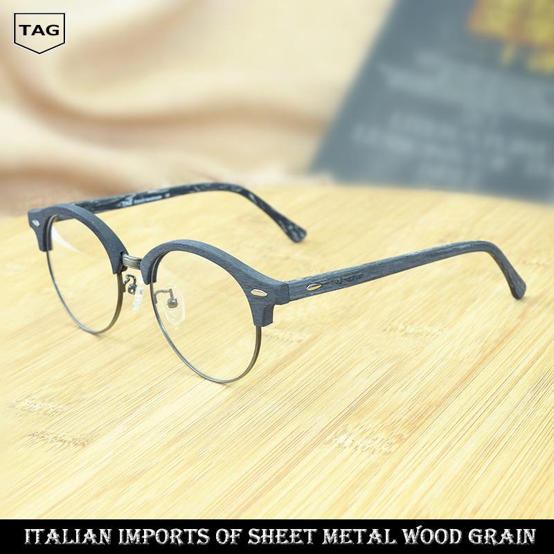 Glasses Frame Men Nerd TAG Brand Wood Grain High Quality Designer Retro Round Eye Frames For Women Myopia Computer Fashion Sunglasses