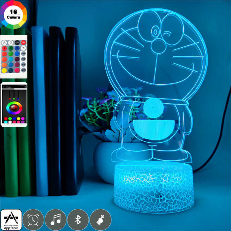 Night Light Anime Doraemon LED 3D Nightlight Color Changing Desk Lamp Child Bedroom Decor Bluetooth Speaker Kids Birthday Gift
