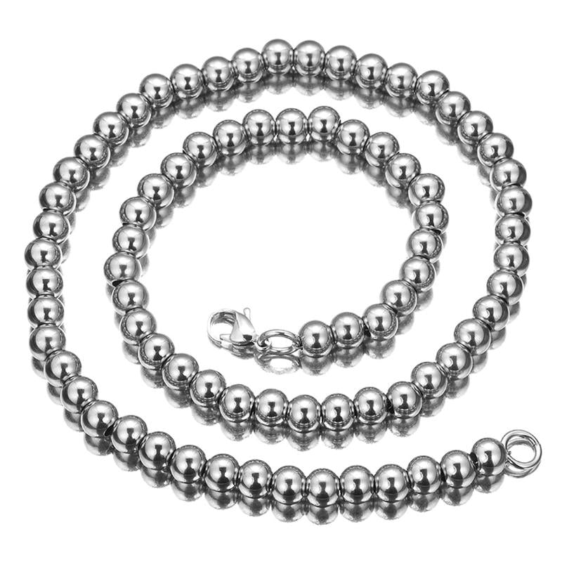 Bead Necklace Silver Stainless Steel Gift Choker Classic Personalized Polishing Jewellery For Women Chains