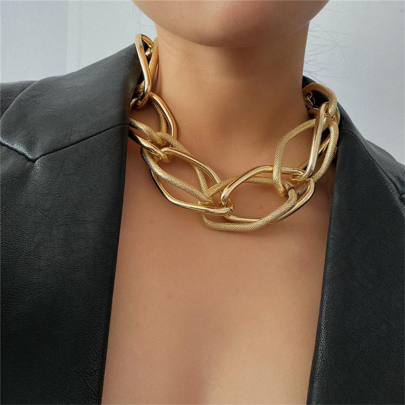Fashion Punk Multi Layered Golden Chain Choker Necklace Jewelry For Men Women Hip Hop Chunky Clavicle Charm Chains