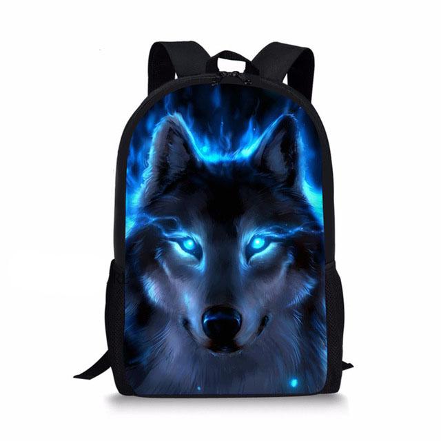 School Backpack For Boys High Cold Wolf Custom Pattern Printing Children Backpacks Teenager Satchel Schoolbag Bags