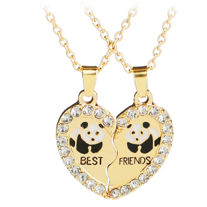 Friends Necklace Bff 2 Part Broken Heart Pendant Animal Panda Anchors Penguin Crystal Friendship Jewelry Chokers