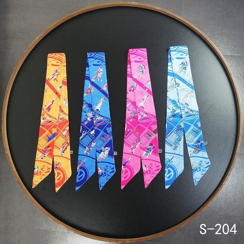 High-end Printing Women&#039;s Summer Scarf Luxury Bandana Headband Skinny Tie Handbag Ribbon Bow Ladies Shawl G26 Scarves