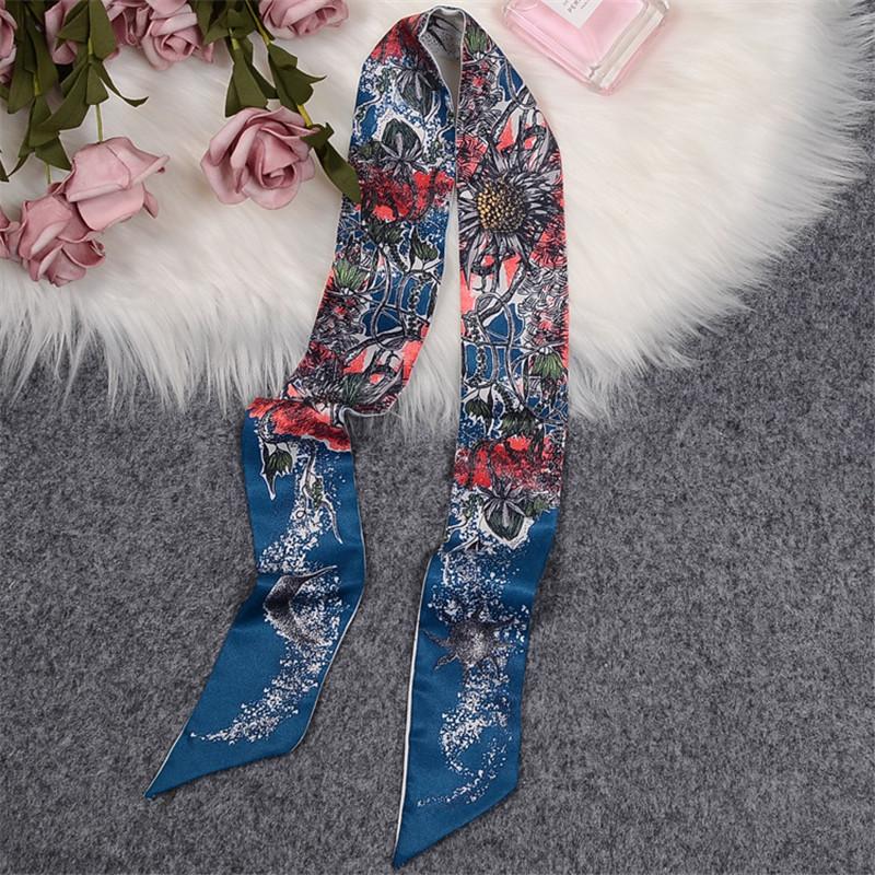 Tree Of Life Scarf Women Skinny Bag Scarves 2021 Design Silk For Ladies Foulard Wrist Towel Neckerchief