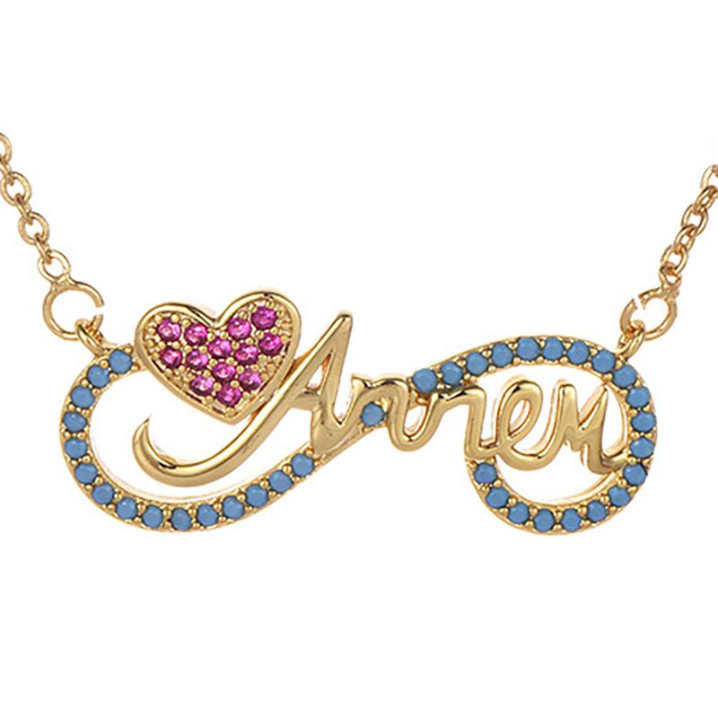 Women Necklaces Fashion Cartoon Letter Pendants Copper Cubic Zirconia Valentine&#039;s Day Present Gold Color Couple Necklace Chokers