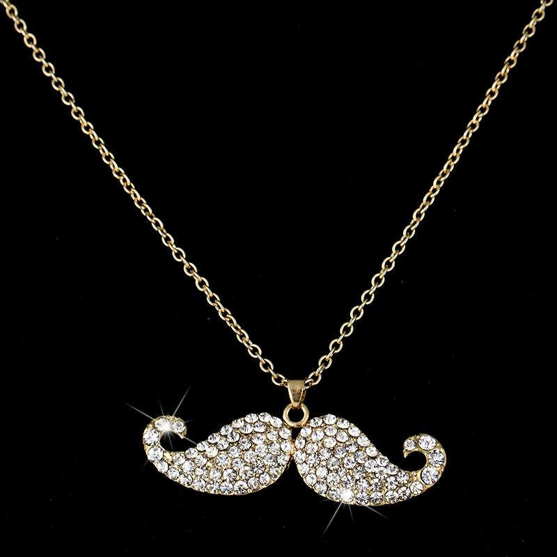 Pendant Necklaces Alloy Fashion Jewelry Full Crystal Choker Charm Chains Beard Necklace For Women Collier Vintage T1317