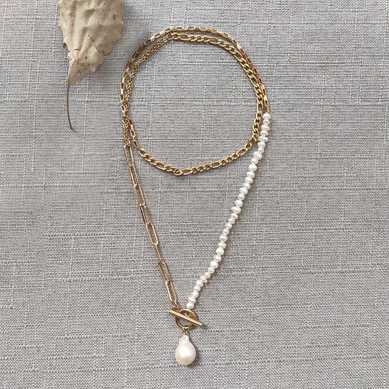 Pendant Necklaces 2021 Double Necklace Simple Fashion For Women Neck Chain Chokers Real Freshwater Pearl Jewelry Accessories Gifts