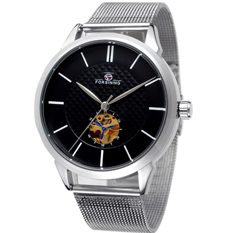 Wristwatches Automatic Mechanical Watch Mens Watches Top Stainless Steel Mesh Strap Man Gift Clock With Box