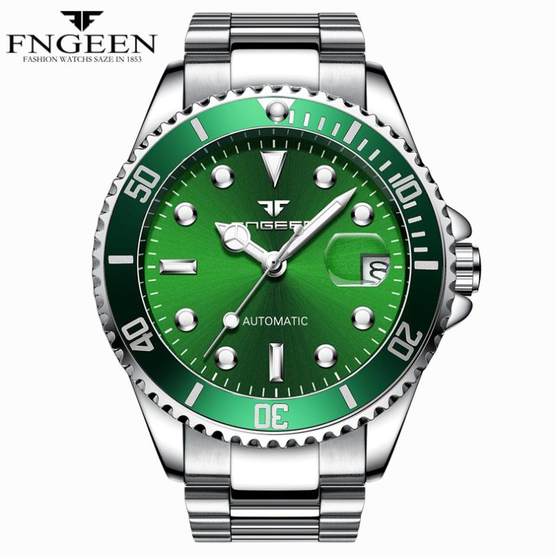 Wristwatches FNGEEN 9001 Brand Men&#039;s Automatic Mechanical Watchproof Water Fashion Leisure Trend Steel With Watch Waterproof Gift