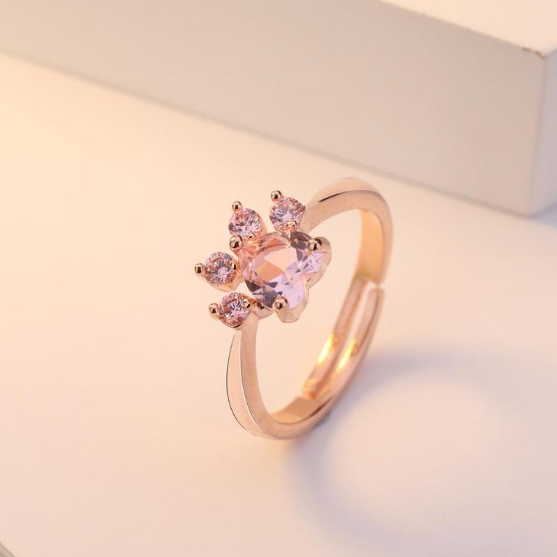 Cluster Rings Original Cute Cat Ring 925 Silver Pink Zircon Adjustment For Women Engagement & Marriage DIY Jewelry Gift