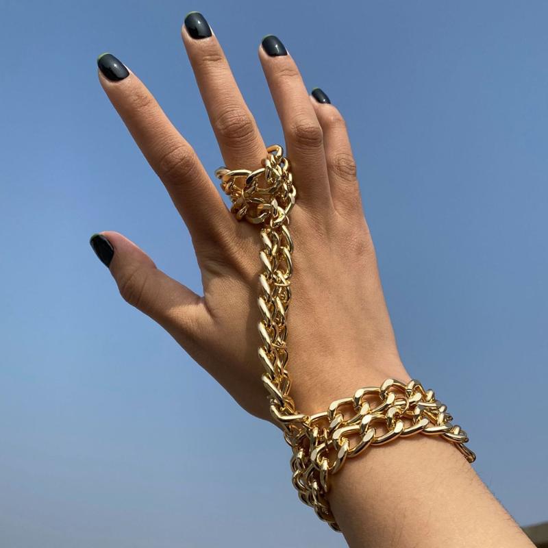Link Chain DIEZI Multilayer Vintage 2022 Gold Silver Color Thick Bracelet Hip Hop Bangle Sets Tassel Boho Gift JewelryLink