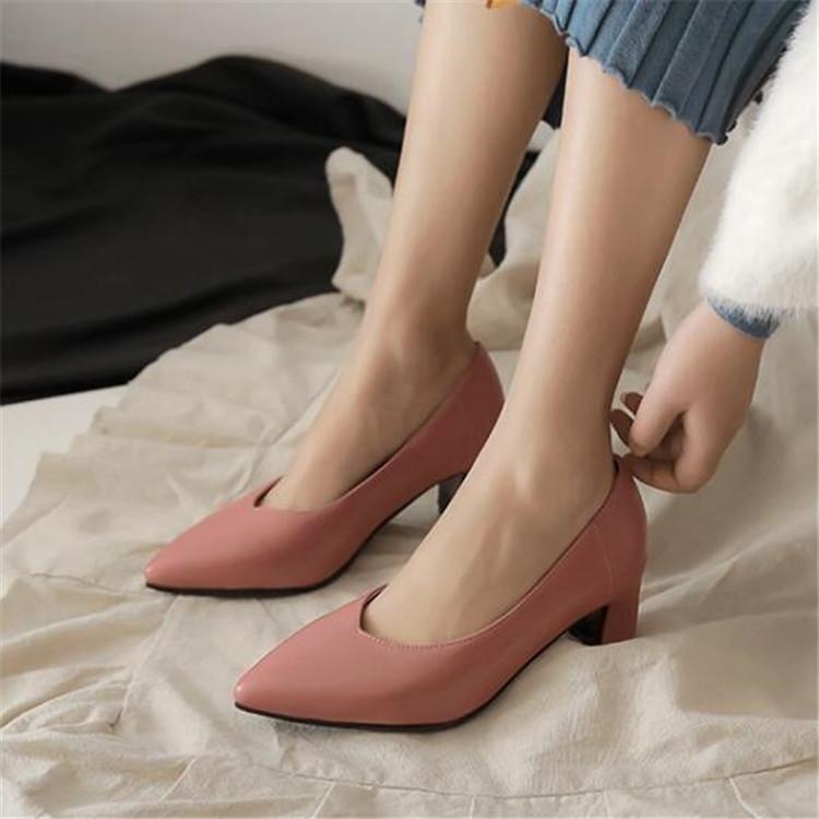 Dress Shoes PXELENA Conise Slip On Pumps Women High Heel Pointed Toe Shallow Office Ladies Party 2021 Spring Plus Size 34-43