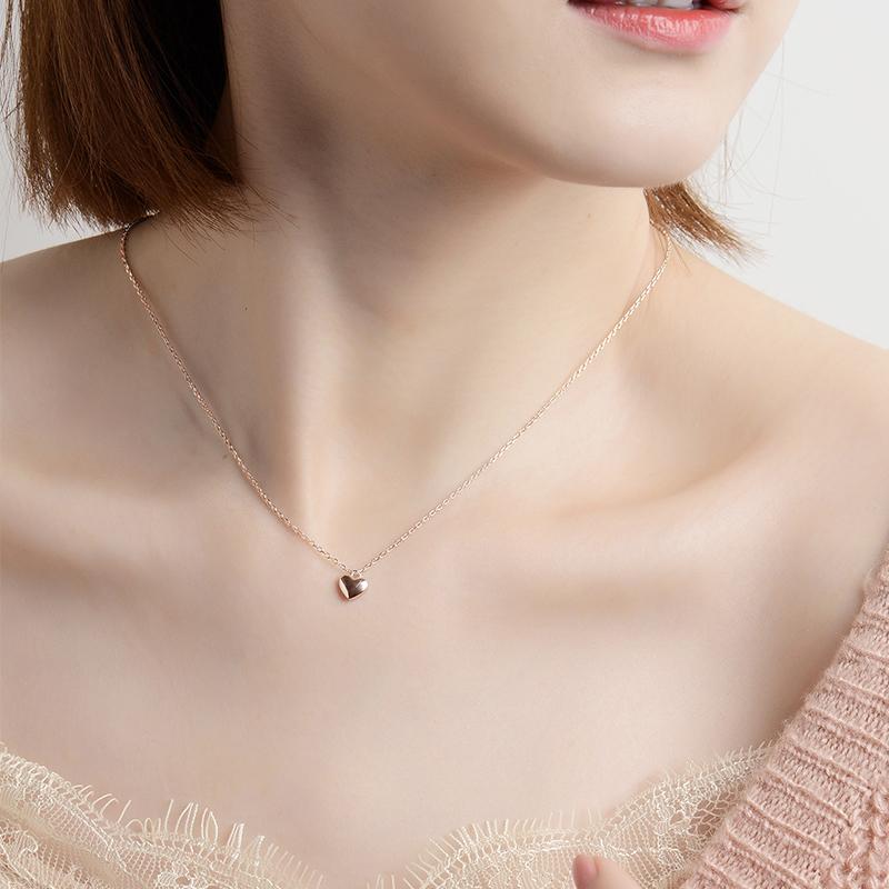 Chokers CHIMERA Elegant Rose Gold Necklaces S925 Sterling Silver Choker With Heart Pendant Chain Necklace Women Jewelry Girls Gift