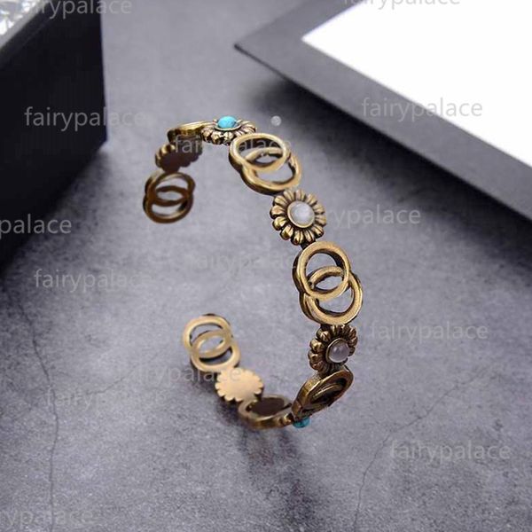 2021 Fashion High quality Seiko retro bracelets Bangle jewelry bronze bracelet Adjustable open letter jewelrys gift
