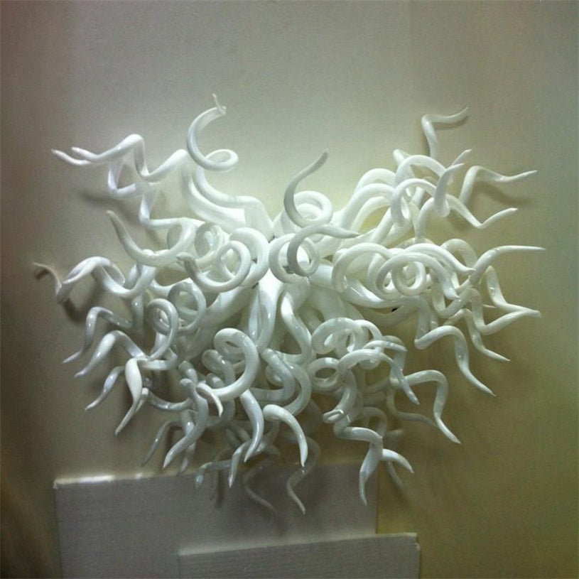 Art Deco White Colored Flower Lamps Italian Design Hand Blown Lightings Led Murano Glass Arts Wall Sconce 20 By 16Inches Interior Lighting