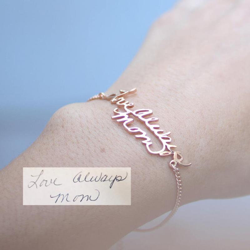 Link, Chain RIR Handwriting Bracelet Custom Actual Jewelry Signature Memorial Personalized Keepsake Gift Mother&#039;s
