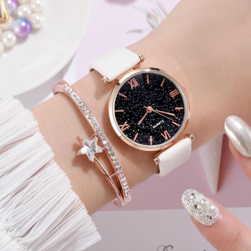 Wristwatches Luxury Colors Starry Sky Ladies Bracelet Watches 2021 Fashion Gold Women Wrist Watch Elegant Female Quartz Leather Clock Gift