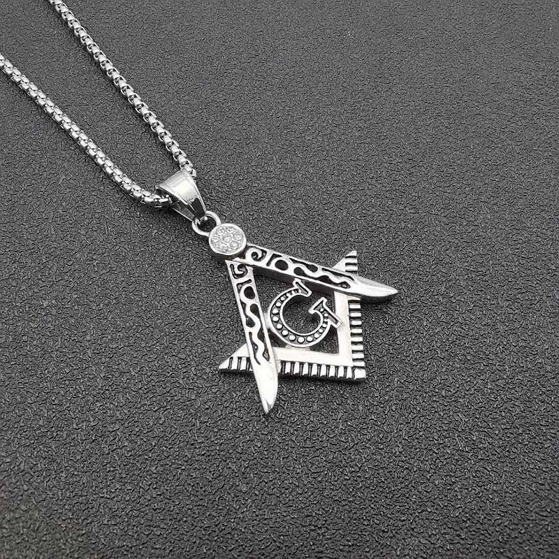 Pendant Necklaces POTCET Neutral Stainless Steel Masonic AG Titanium Necklace Geometric Fashion Hip Hop Party Jewelry