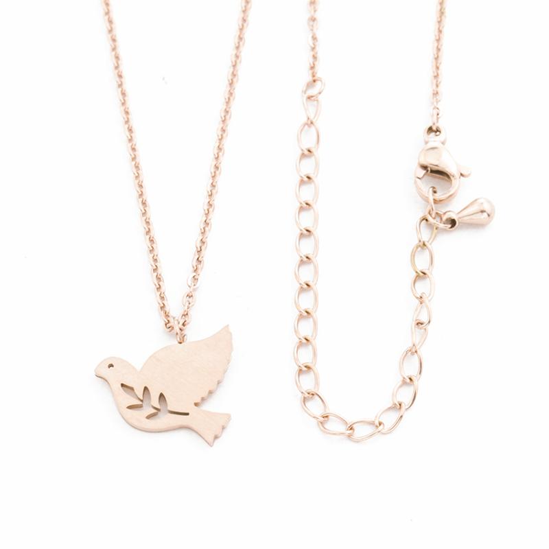 Pendant Necklaces Bird Of Peace Necklace Stainless Steel Gold Color Dove Pigeon Pendants For Women Friends Gifts Animal Jewelry