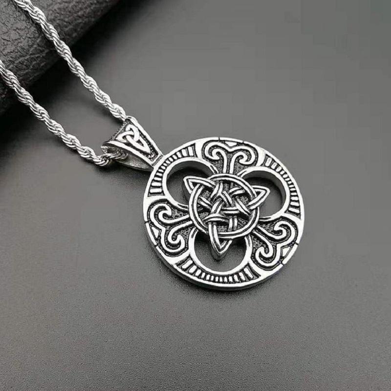 Pendant Necklaces POTCET Neutral Stainless Steel Grease Celtic Knot Titanium Necklace Geometric Fashion Hip Hop Party Jewelry