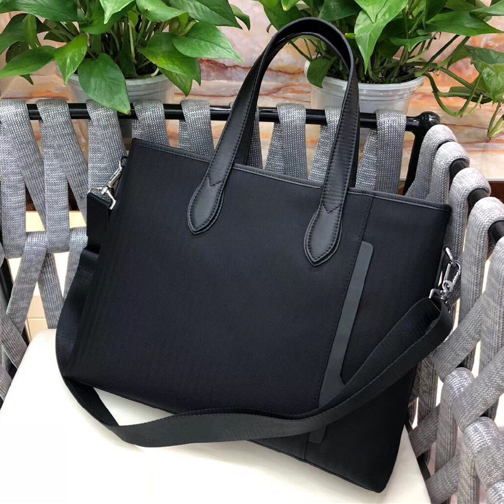 Men&#039;s Black Nylon Canvas Designer Briefcase High Quality Laptop Bag Large Capacity Retro Fashion Office Handbag