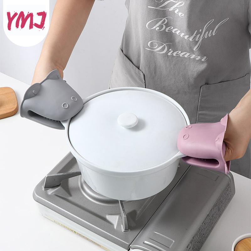 Oven Mitts Kitchen Silicone Heat Resistant Gloves Clips Insulation Non Stick Anti-slip Pot Bowel Holder Clip Cooking Microwave
