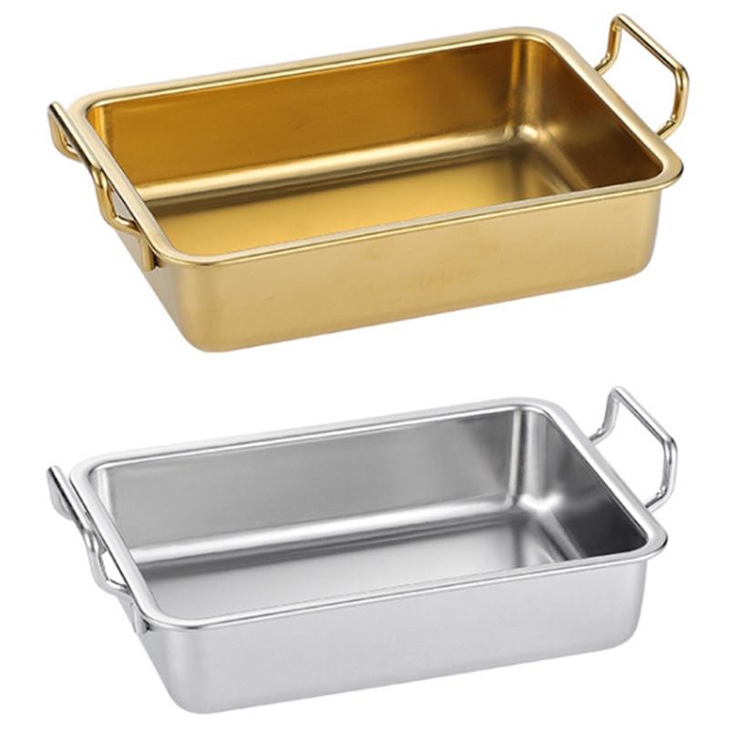 Dishes & Plates Stainless Steel Fried Chicken Square Plate Snack With Ears Candy Dried Fruit