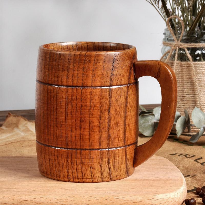 Mugs Japan Style Natural Jujube Wood Cup Beer Mug Milk Coffee Teacup 320ml Heat-resisting Water Creative Gift