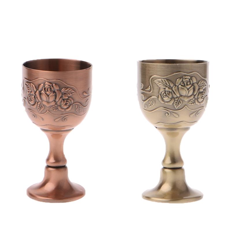 Mugs Vintage Handmade Wine Cup Copper Engraving Flower Pattern Small Liquor Goblet
