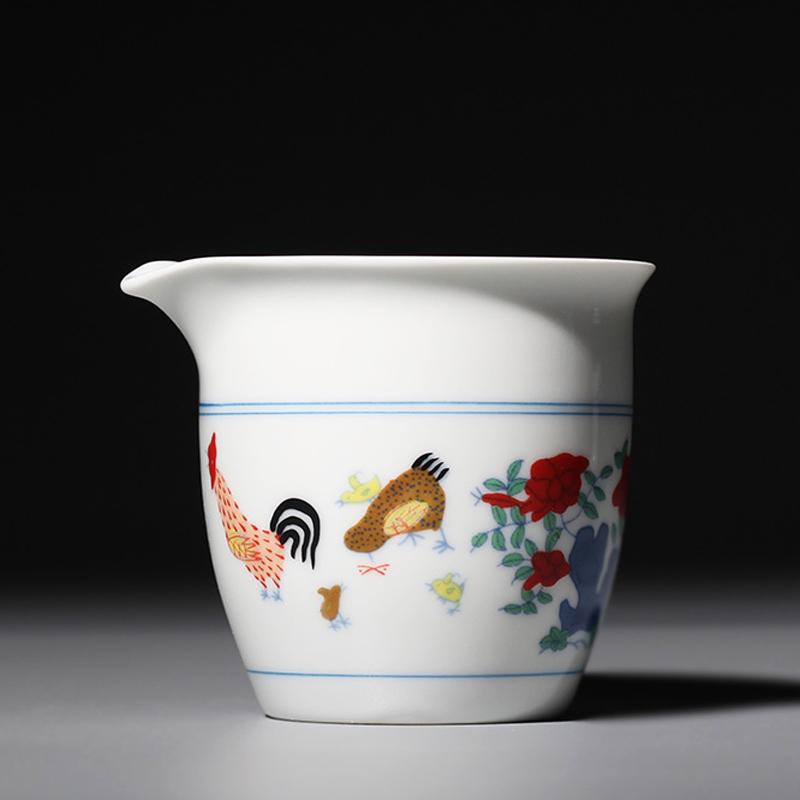 Mugs 160ml Fair Cup Ceramic Porcelain Cock Pattern Tea Mug Chahai Chinese Set Accessories Coffee Teaware Crafts Gift