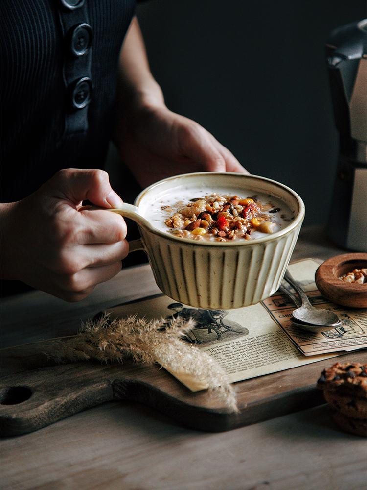 Mugs Rough Porcelain Mug Handmade Milk Coffee Home Decor Art Handgrip Drinkware Tabletop Cup Gift Beige