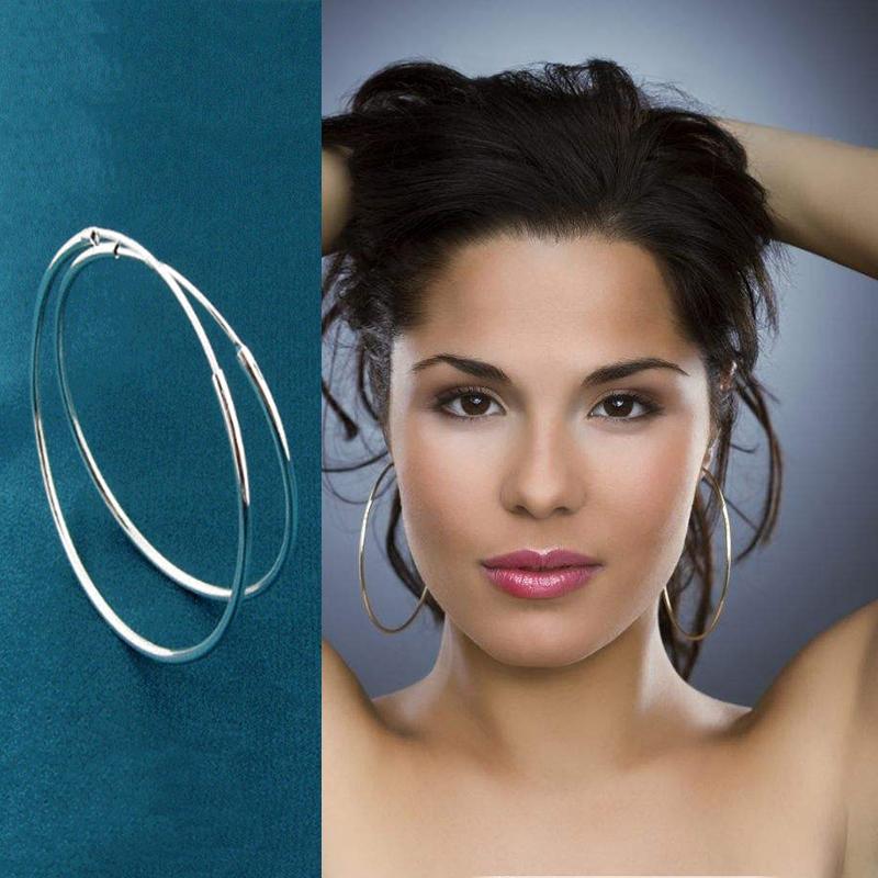Hoop & Huggie Large Size 925 Sterling Silver Big Earrings For Women Simple Round Circle Hoops Ear Rings Earings Jewelry
