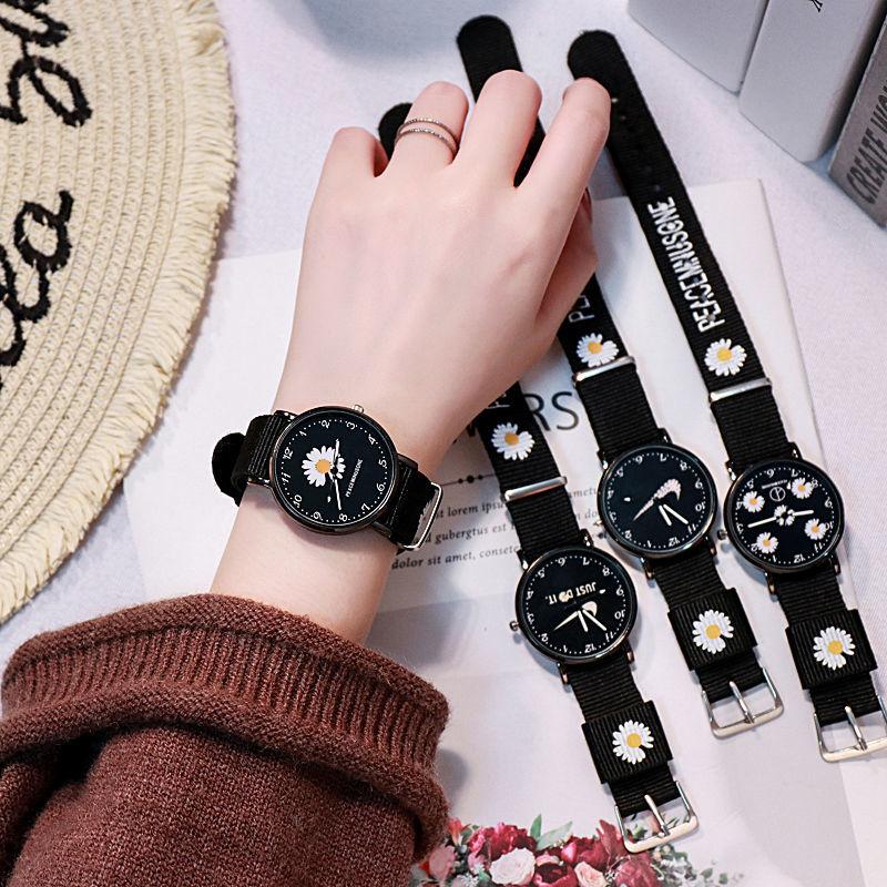 Wristwatches Women Fashion Nylon Strap Dress Quartz Watch Simple Wild Girlfriends Couple Birthday Gift Small Daisy Wrist