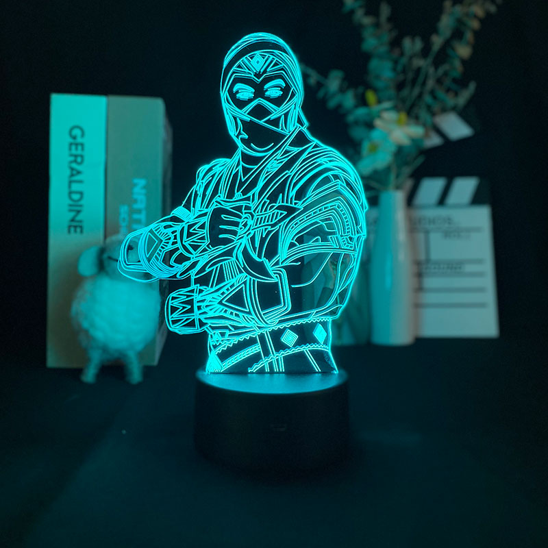 Sub-zero Figure Night light LED USB Bedroom 3D Nightlight Table Lamp Mortal Kombat Gaming Room Decor Game Fans Kids Friends Gift