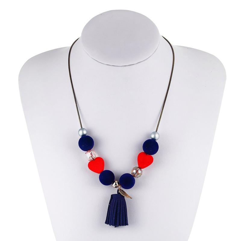 Pendant Necklaces Flocking Ball Tassel Necklace For Women Fashion Round Bead Snake Chain Choker Jewelry Charms Party Accessories Gift