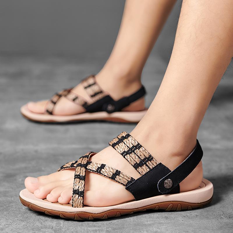 Sandals 2021 Summer Roman Men&#039;s Youth Simple Trend Weave And Slippers Soft Bottom Casual Beach Shoes Tid