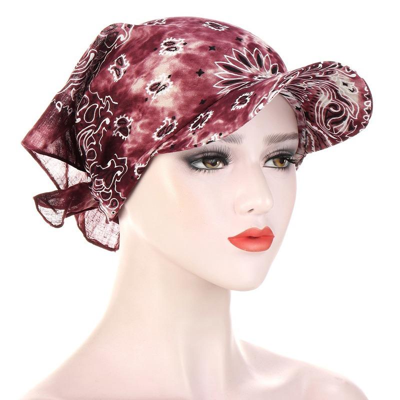 Beanie-Skull Caps 2021 Summer Outdoor Windproof And Sunscreen Turban Hat For Women Floral Print Headscarf Bonnet Female Head Wraps Turbante