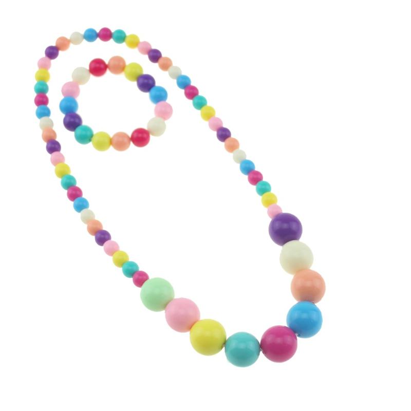 Chokers Candy Color Necklace And Bracelets Beaded Charming Children Cosplay Accessory Pink Girl Party Multicolor Jewelry