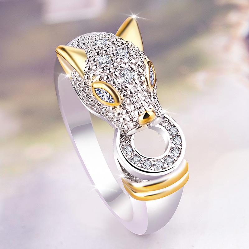 Cluster Rings Punk Leopard Ring Zircon Gold And Silver Women&#039;s Luxury Exaggerated Fashion Jewelry Anniversary Gift