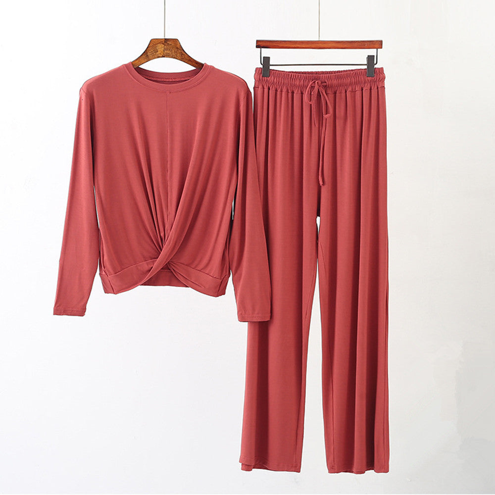 Women&#039;s Sleepwear Autumn Clothes Modal O-Neck Night Suits For 2 Piece Set Long Sleeve M-XXL Large Size Lounge set K4B7