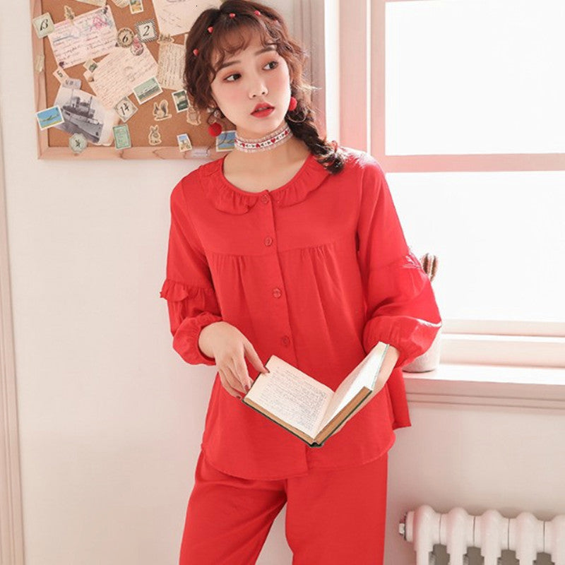 Women&#039;s Sleepwear Pyjama femme Tencel Cotton Pajamas for Women Spring Autumn Loose Set Sweet Doll Collar Ladies Pijama TMFI