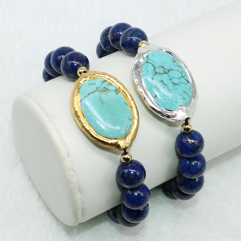 Beaded, Strands 6 Strand Lapis Stone Bracelet Natural Charms Mix Color Jewelry Gift For Lady5001