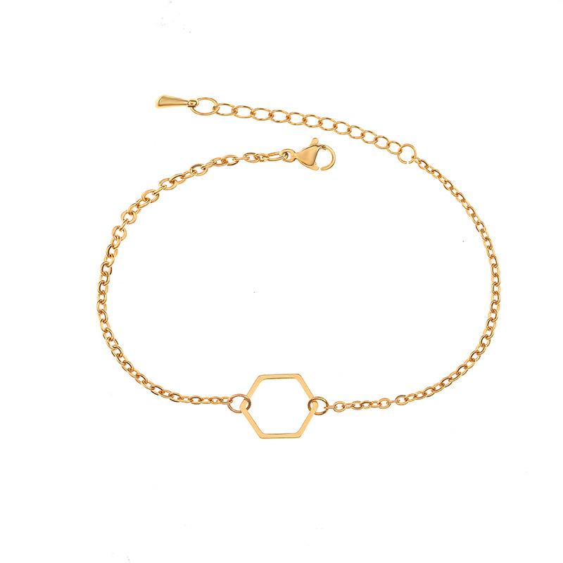 Link Chain Simple Est Lovers Bracelets Stainless Steel Hexagon Original Design Geometric Birthday Engagement GiftsLink