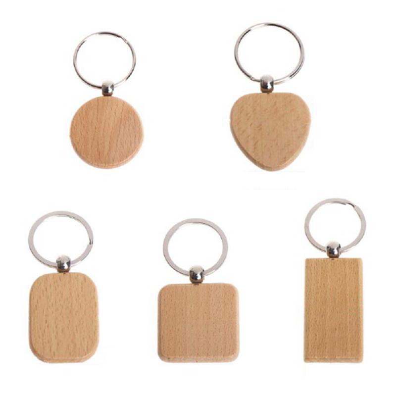 Keychains 40Pcs Blank Wooden Keychain Diy Key Tag Anti-Lost Wood Accessories Gift (Mixed)